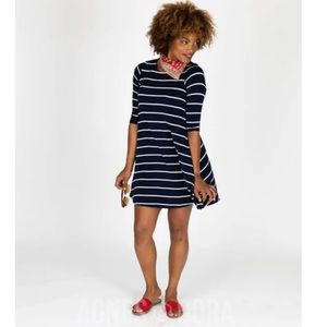 Agnes & Dora 3/4 Sleeve Swing Top Sz M Navy Stripe NWT Pockets